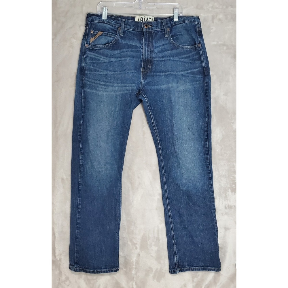 Ariat M5 Slim Straight Jeans Mens 38x32 (36x31) Durham Blue Denim Western Work